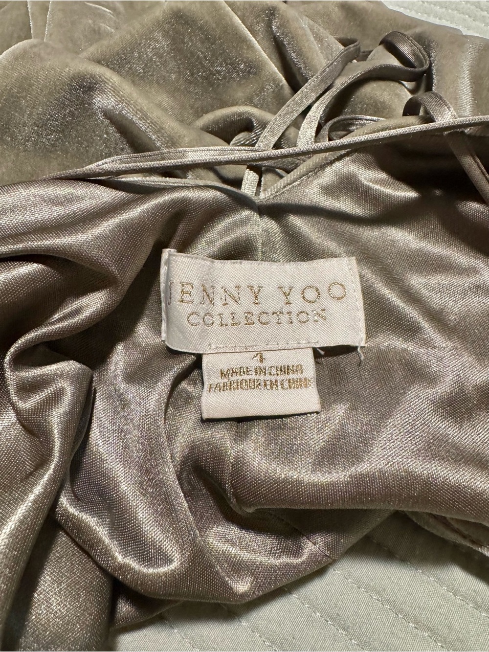 Jenny Yoo Melanie Velvet Maxi Dress – Sage/Olive – Size 4 - Picture 3 of 4